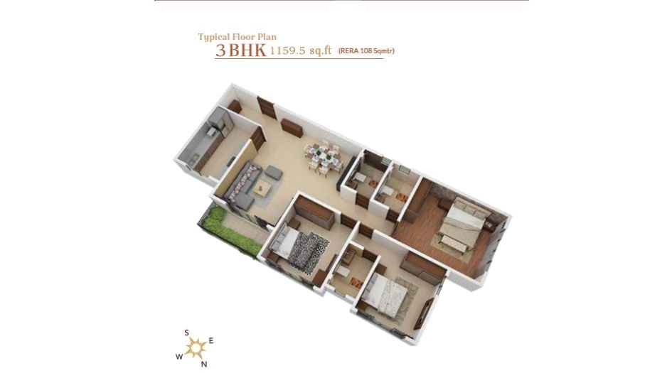 Sangam-Nero-Floor-Plan-3 BHK-1159 Sqft